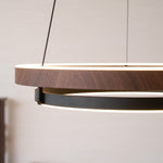 Haloa Modern Wood and Metal LED Pendant Light for Dining and Living Spaces