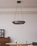 Haloa Modern Wood and Metal LED Pendant Light for Dining and Living Spaces