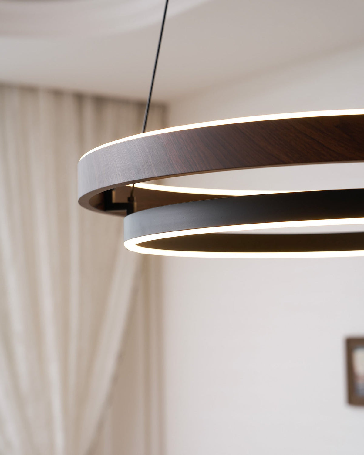 Haloa Modern Wood and Metal LED Pendant Light for Dining and Living Spaces