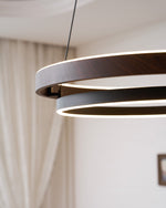 Haloa Modern Wood and Metal LED Pendant Light for Dining and Living Spaces