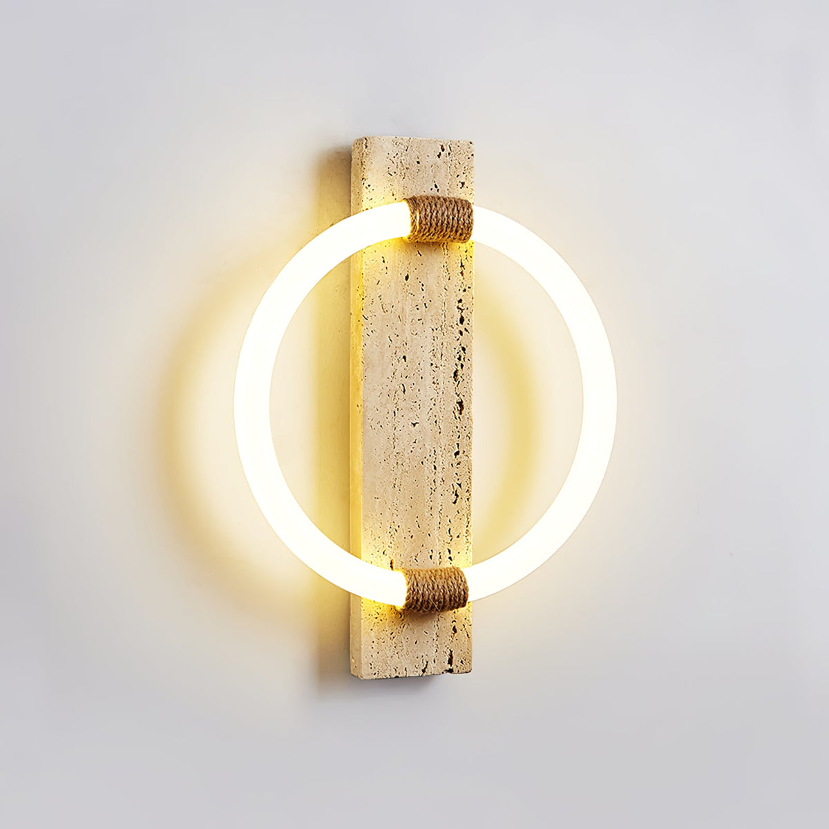 Niva Travertine Wall Sconce with Integrated LED Ring