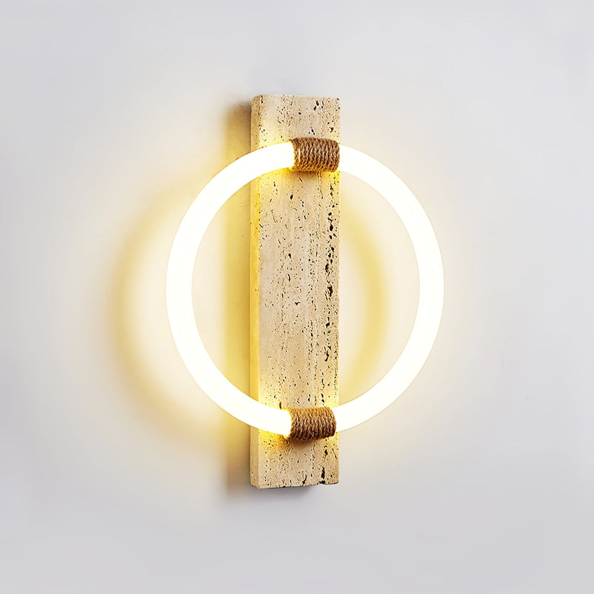 Niva Travertine Wall Sconce with Integrated LED Ring