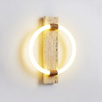 Niva Travertine Wall Sconce with Integrated LED Ring