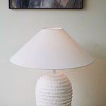 Nivara Ripple Ceramic Table Lamp with Linen Shade for Modern Interiors