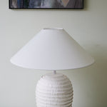 Nivara Ripple Ceramic Table Lamp with Linen Shade for Modern Interiors
