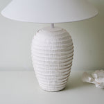 Nivara Ripple Ceramic Table Lamp with Linen Shade for Modern Interiors