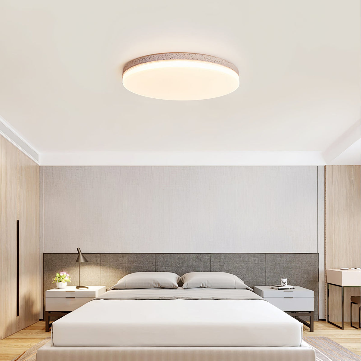 Noa Travertine Ceiling Light – Modern Natural Stone Flush Mount for Bedroom & Living Room