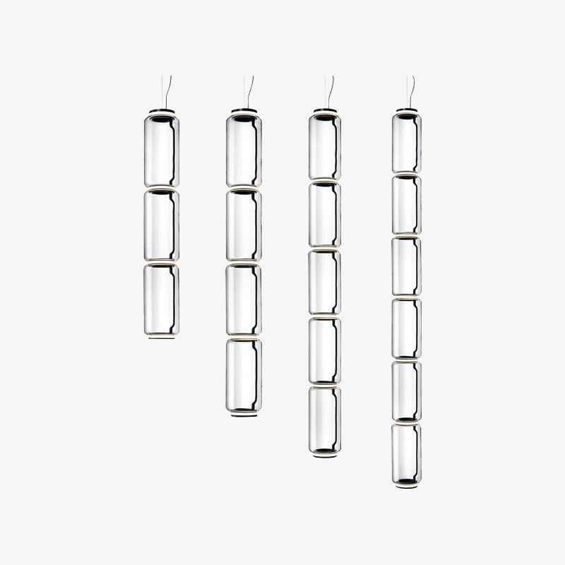 Modular Glass LED Pendant Light with Cylinder, Cone & Bowl Shades