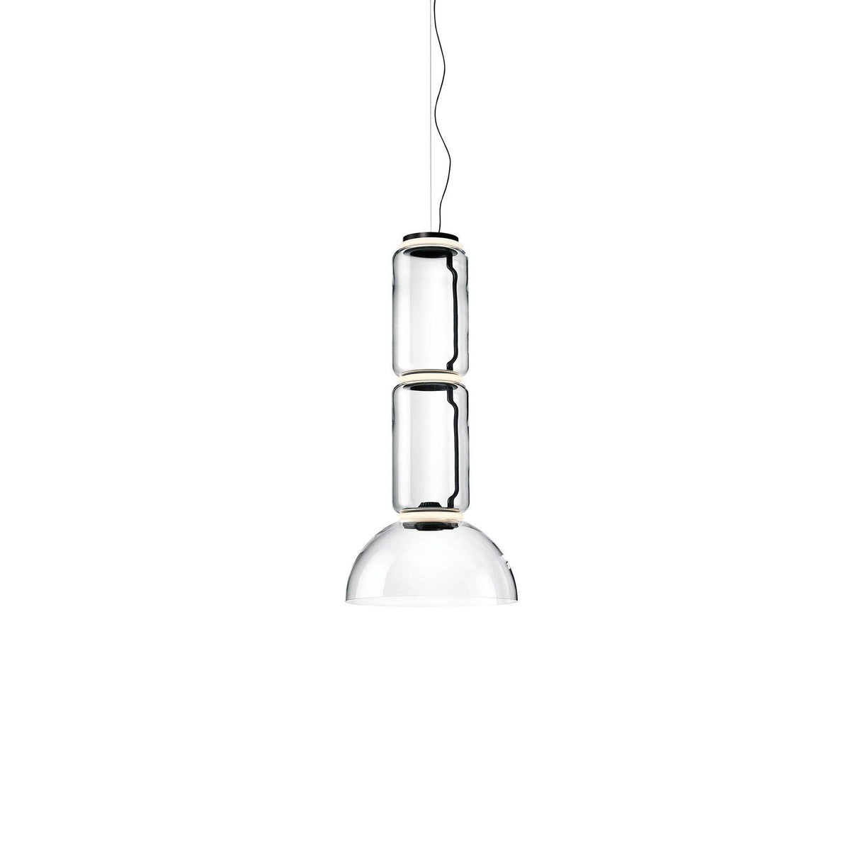 Modular Glass LED Pendant Light with Cylinder, Cone & Bowl Shades