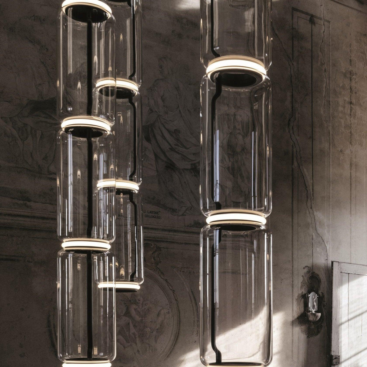 Modular Glass LED Pendant Light with Cylinder, Cone & Bowl Shades