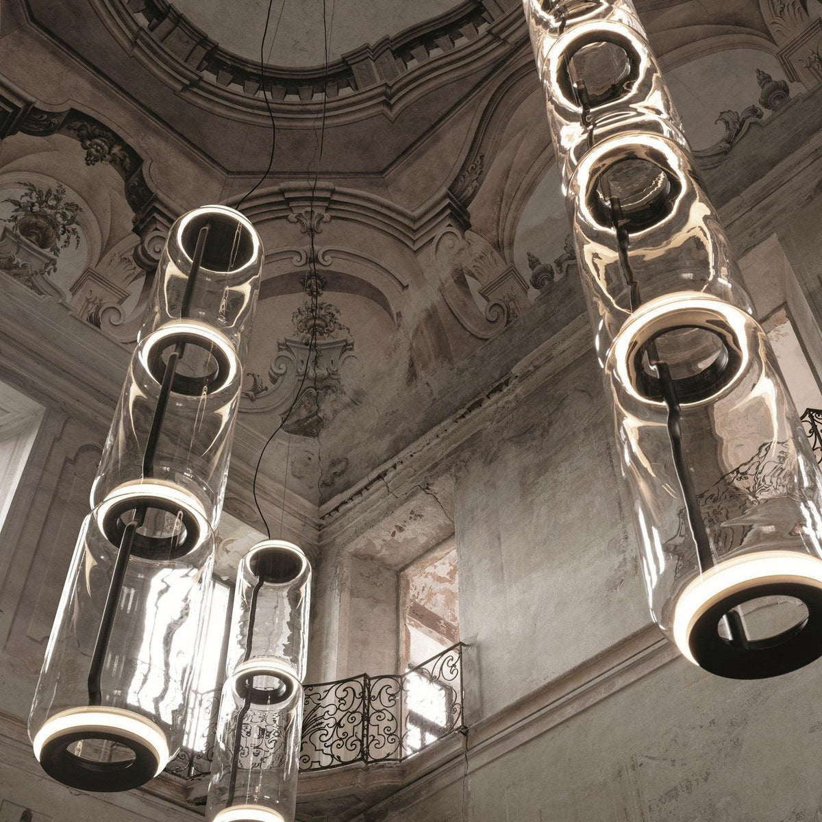 Modular Glass LED Pendant Light with Cylinder, Cone & Bowl Shades