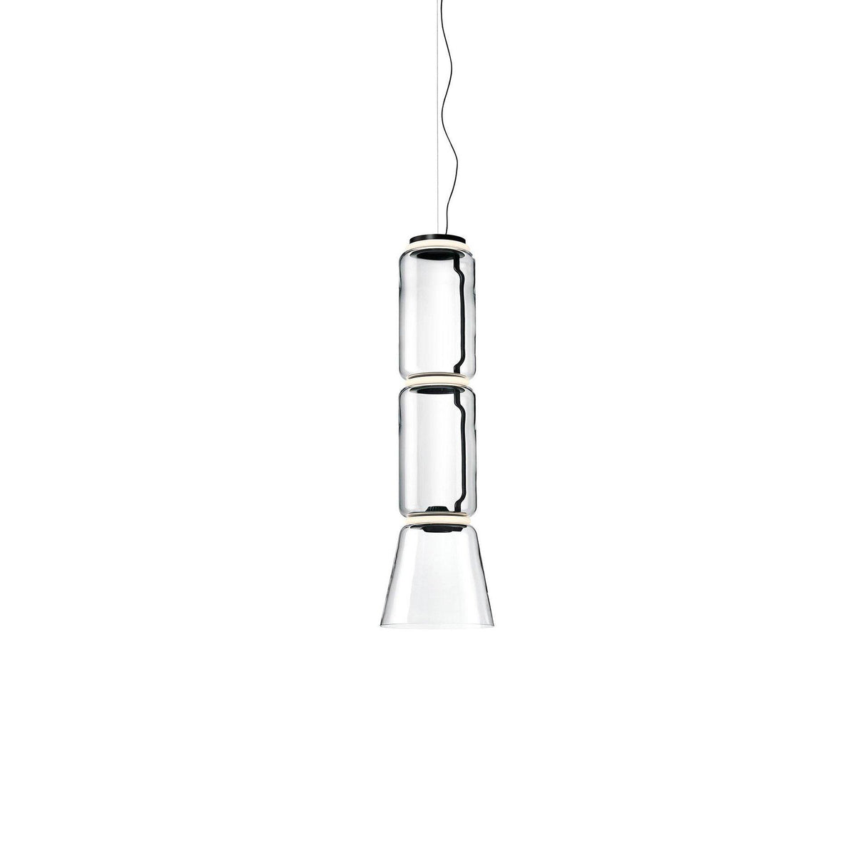 Modular Glass LED Pendant Light with Cylinder, Cone & Bowl Shades