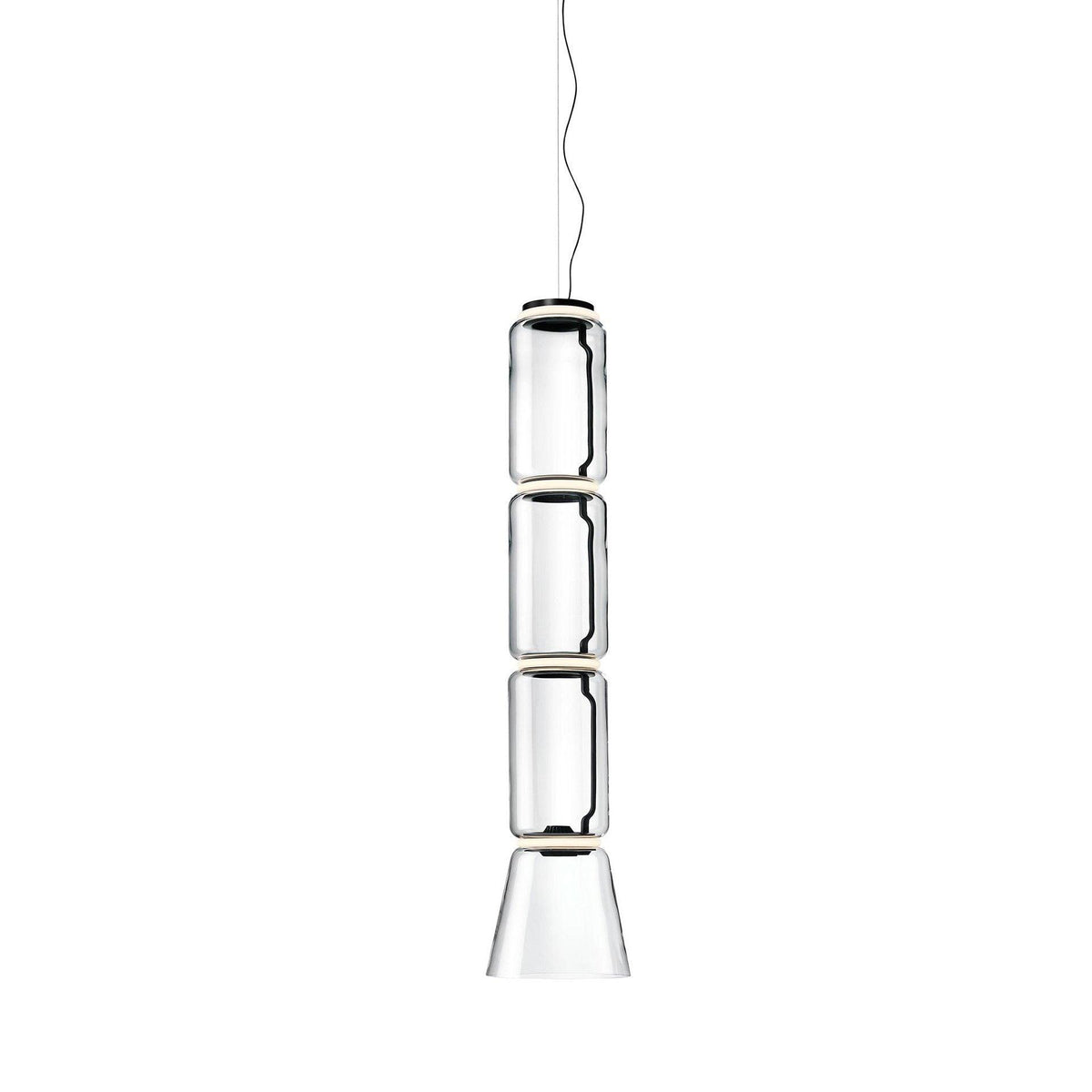 Modular Glass LED Pendant Light with Cylinder, Cone & Bowl Shades