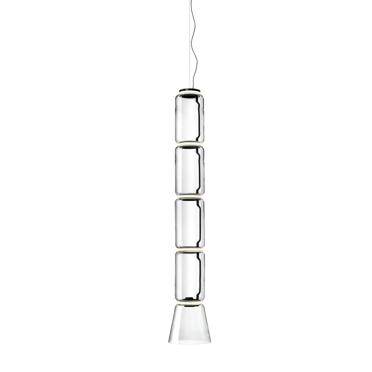 Modular Glass LED Pendant Light with Cylinder, Cone & Bowl Shades