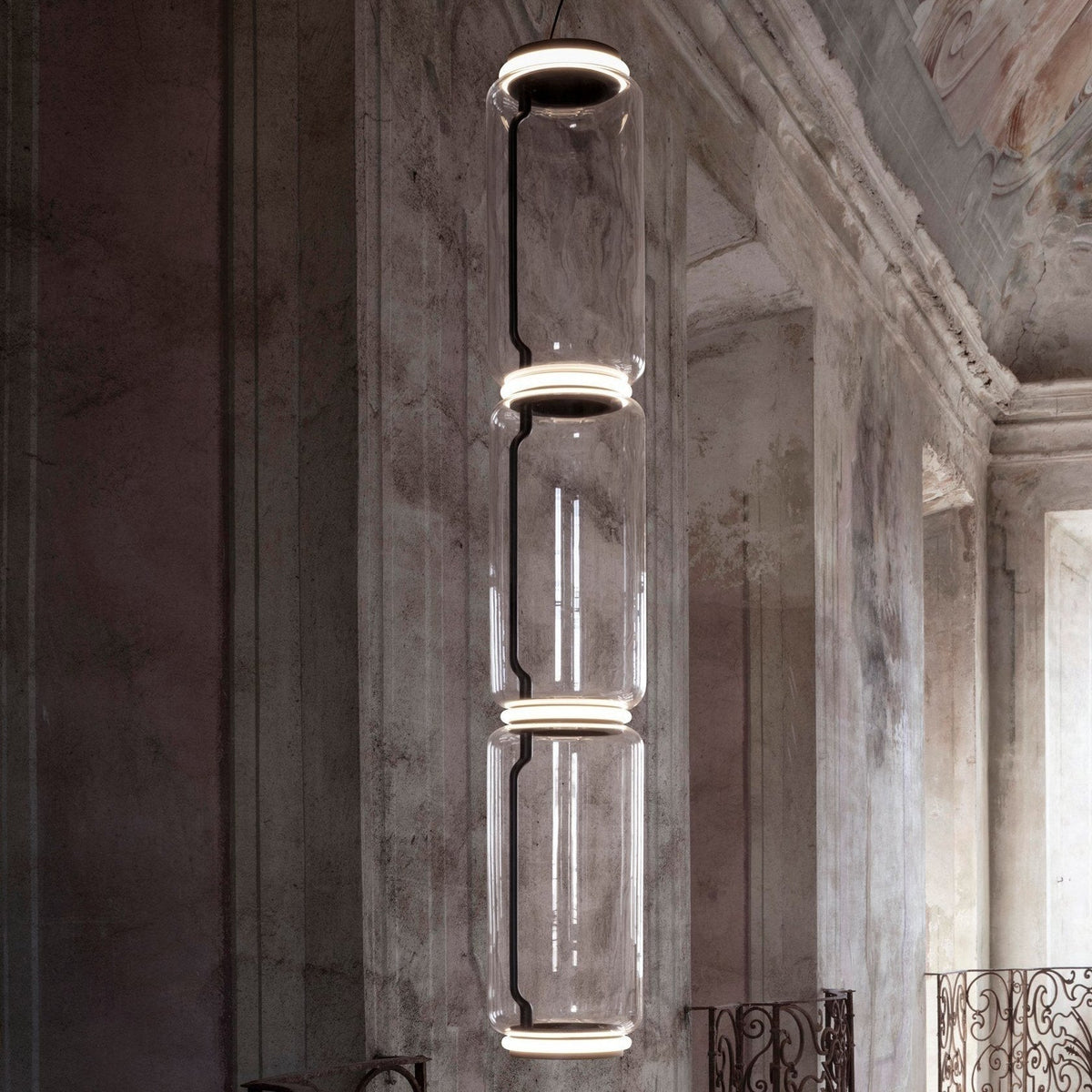 Modular Glass LED Pendant Light with Cylinder, Cone & Bowl Shades