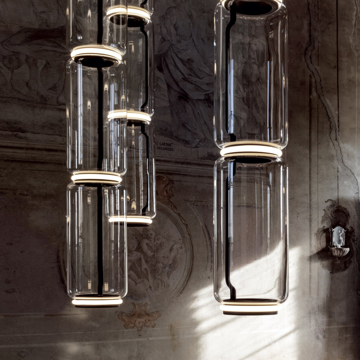 Modular Glass LED Pendant Light with Cylinder, Cone & Bowl Shades