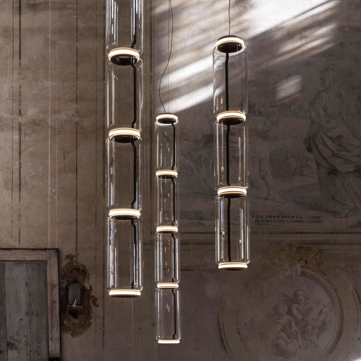 Modular Glass LED Pendant Light with Cylinder, Cone & Bowl Shades
