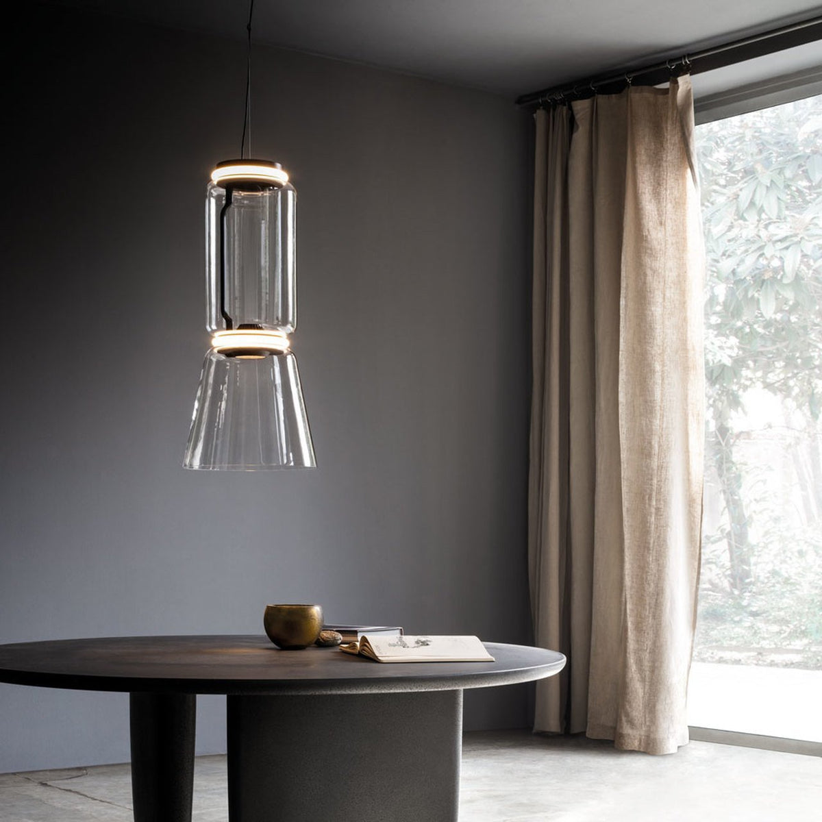 Modular Glass LED Pendant Light with Cylinder, Cone & Bowl Shades