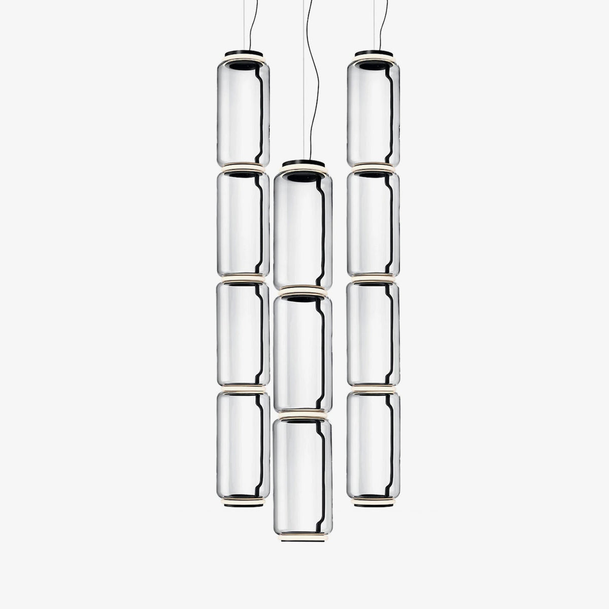 Modular Glass LED Pendant Light with Cylinder, Cone & Bowl Shades