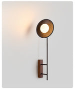 Noctara Black Travertine Wall Sconce with Walnut Accent