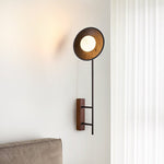 Noctara Black Travertine Wall Sconce with Walnut Accent
