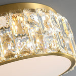 Noctis Crystal Ceiling Lamp in Brass and Glass, Modern Flush Mount Light