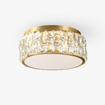 Noctis Crystal Ceiling Lamp in Brass and Glass, Modern Flush Mount Light