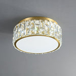 Noctis Crystal Ceiling Lamp in Brass and Glass, Modern Flush Mount Light