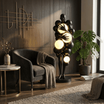 Nocturne Bloom Sculptural Floor Lamp, Matte Black Fiberglass with Glowing Orbs
