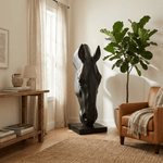 Noir Equine Head Sculpture – Modern Matte Black Horse Bust for Luxury Interiors