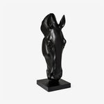 Noir Equine Head Sculpture – Modern Matte Black Horse Bust for Luxury Interiors