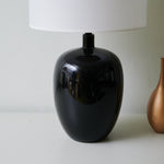 Noir Gloss Table Lamp – Modern Ceramic Bedside Light with White Drum Shade