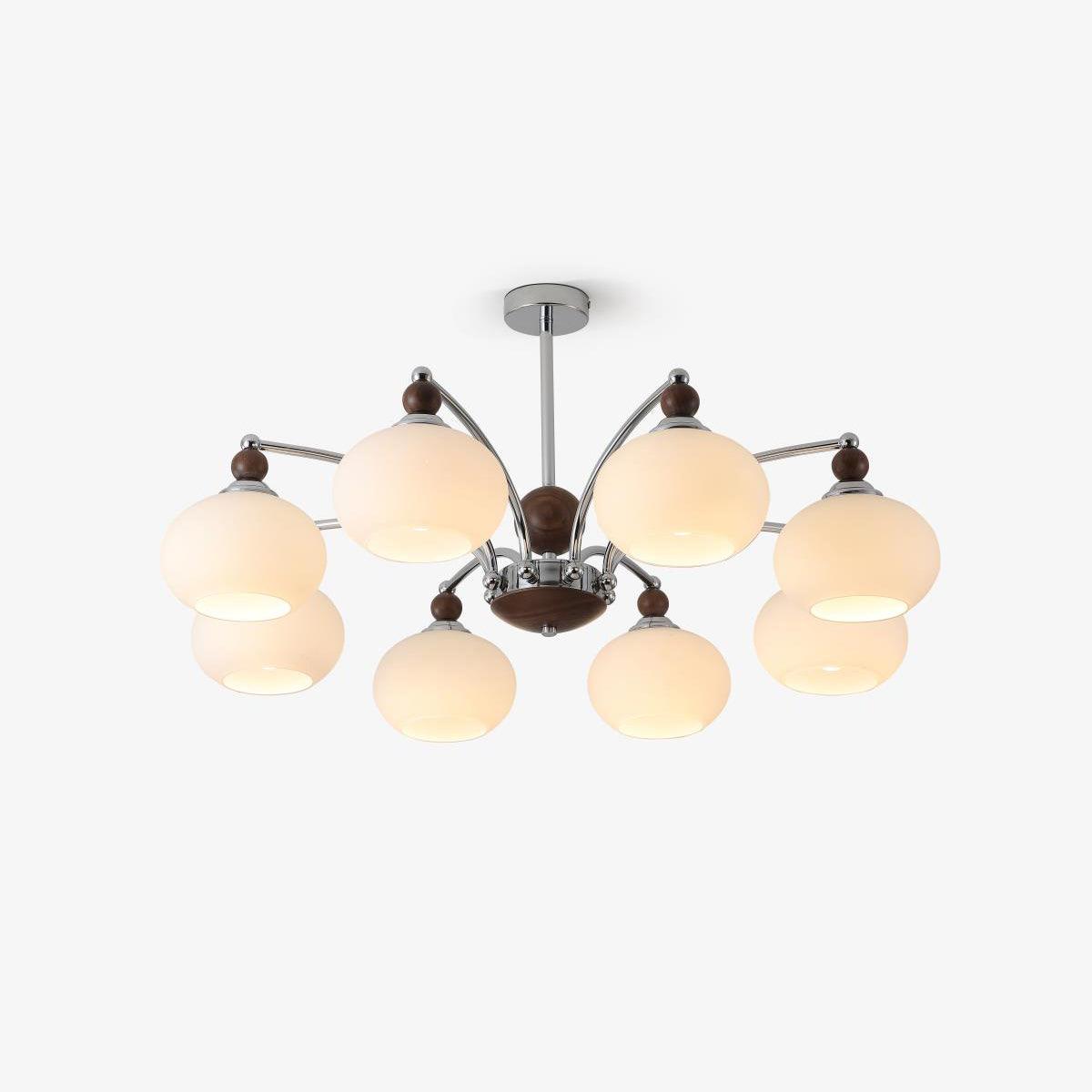 Noir Larenta Modern Glass and Wood Chandelier for Dining Room and Living Room