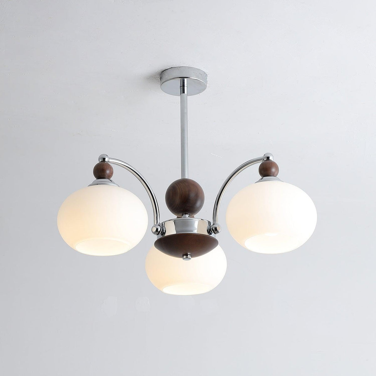 Noir Larenta Modern Glass and Wood Chandelier for Dining Room and Living Room