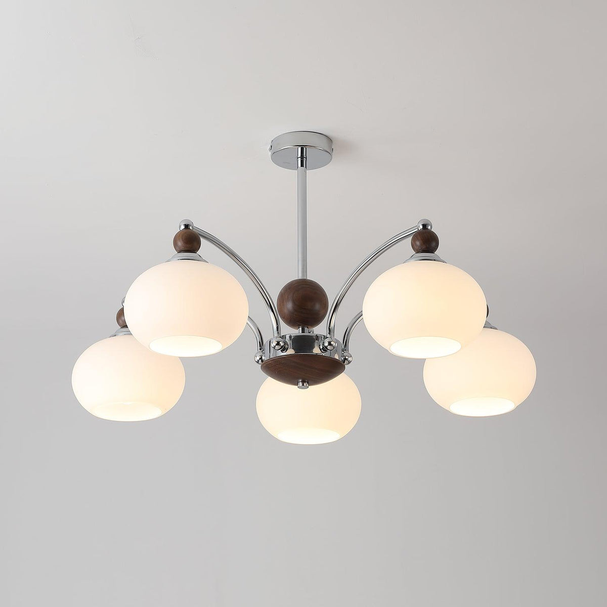 Noir Larenta Modern Glass and Wood Chandelier for Dining Room and Living Room