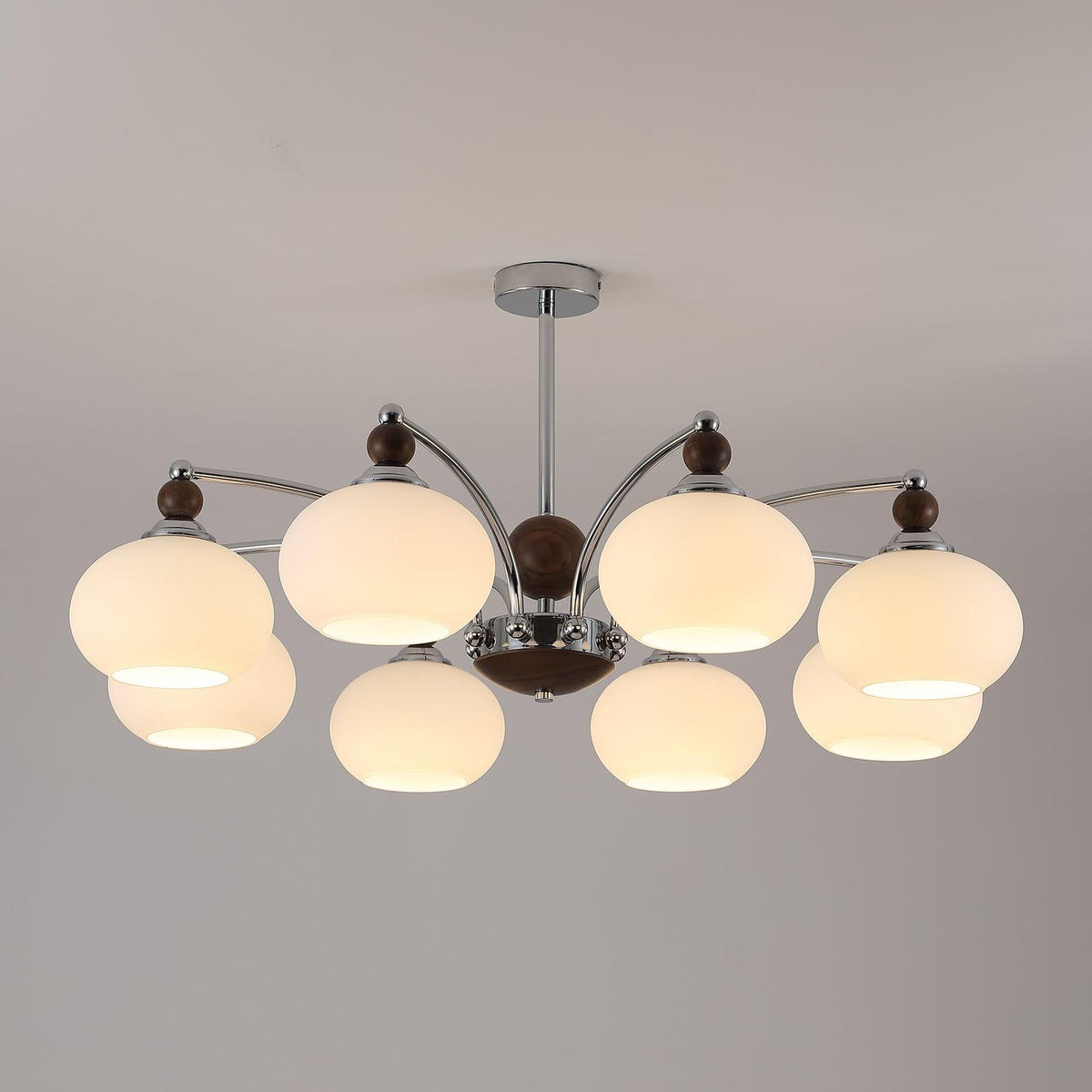 Noir Larenta Modern Glass and Wood Chandelier for Dining Room and Living Room