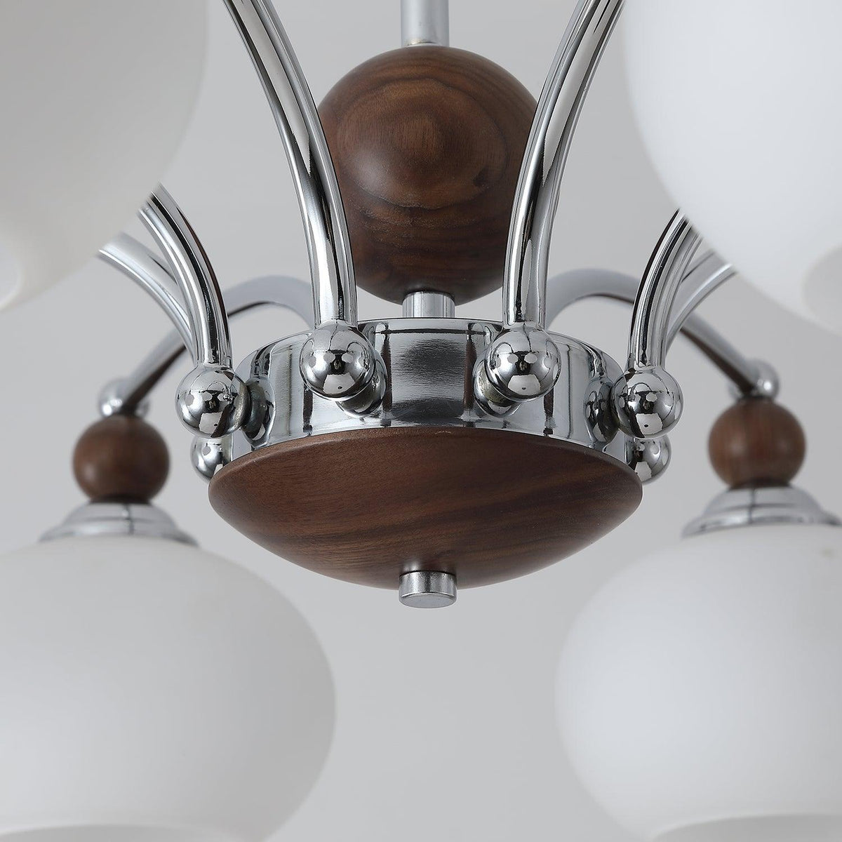 Noir Larenta Modern Glass and Wood Chandelier for Dining Room and Living Room