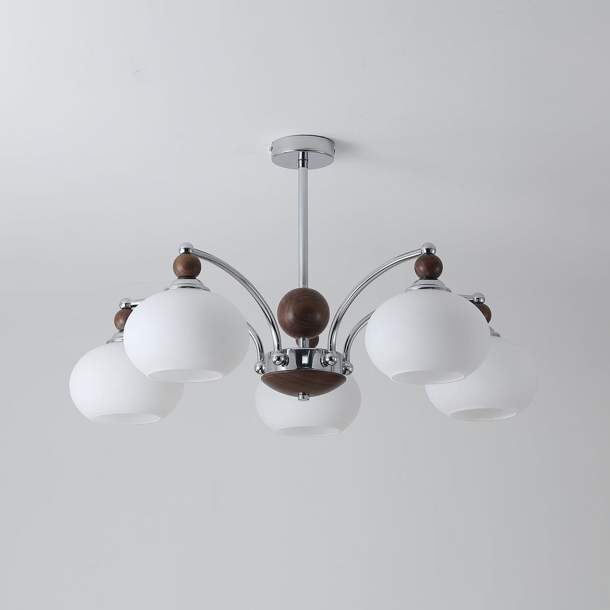 Noir Larenta Modern Glass and Wood Chandelier for Dining Room and Living Room
