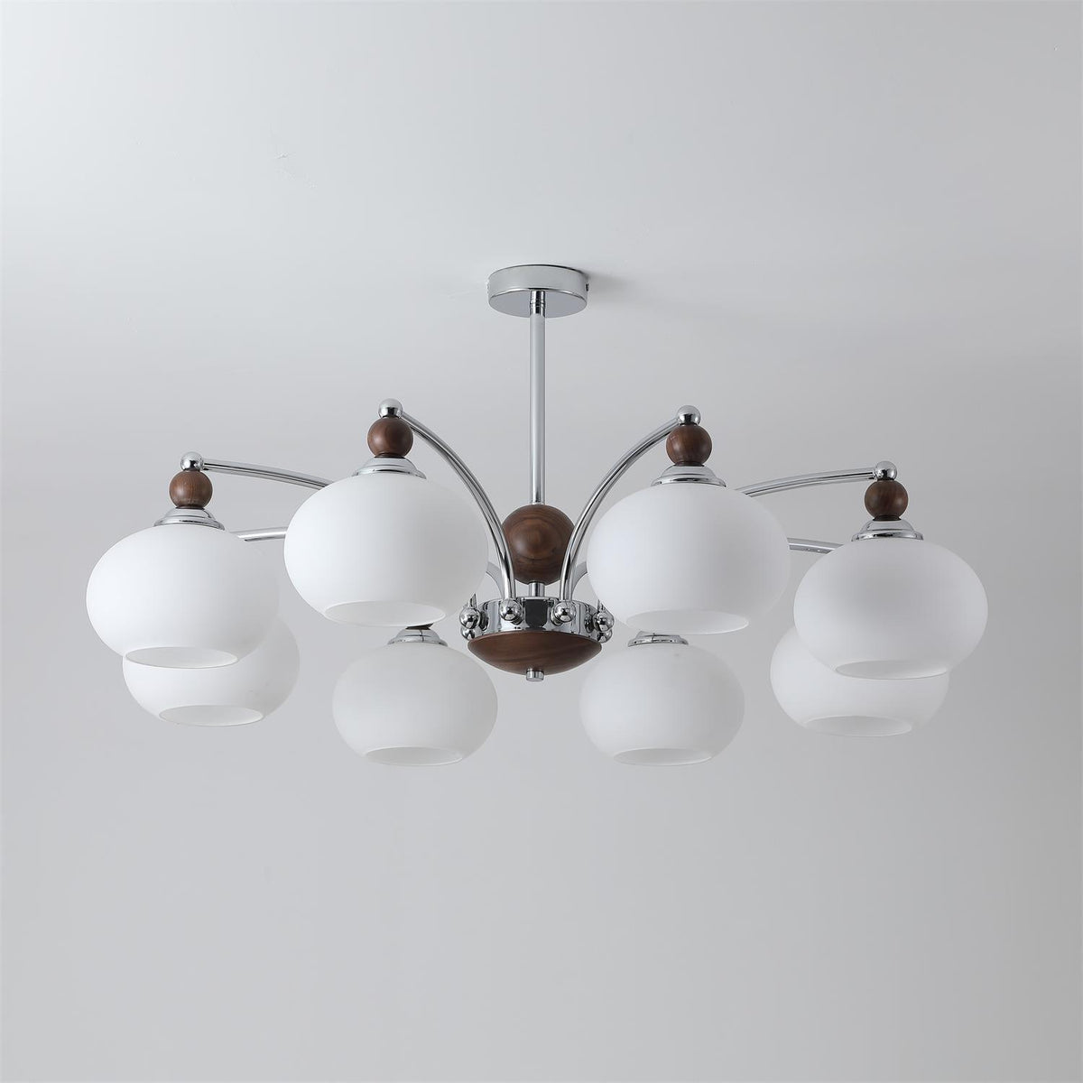 Noir Larenta Modern Glass and Wood Chandelier for Dining Room and Living Room