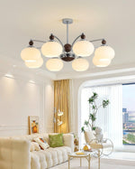 Noir Larenta Modern Glass and Wood Chandelier for Dining Room and Living Room