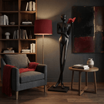 Noir Muse Reading Sculpture – Modern Figurative Art Lamp for Living Spaces