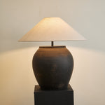 Noira Terracotta Table Lamp with Linen Shade for Ambient Bedroom Lighting