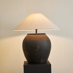 Noira Terracotta Table Lamp with Linen Shade for Ambient Bedroom Lighting