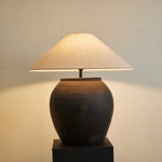 Noira Terracotta Table Lamp with Linen Shade for Ambient Bedroom Lighting