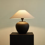 Noirveil Ceramic Table Lamp with Linen Shade for Modern Interiors