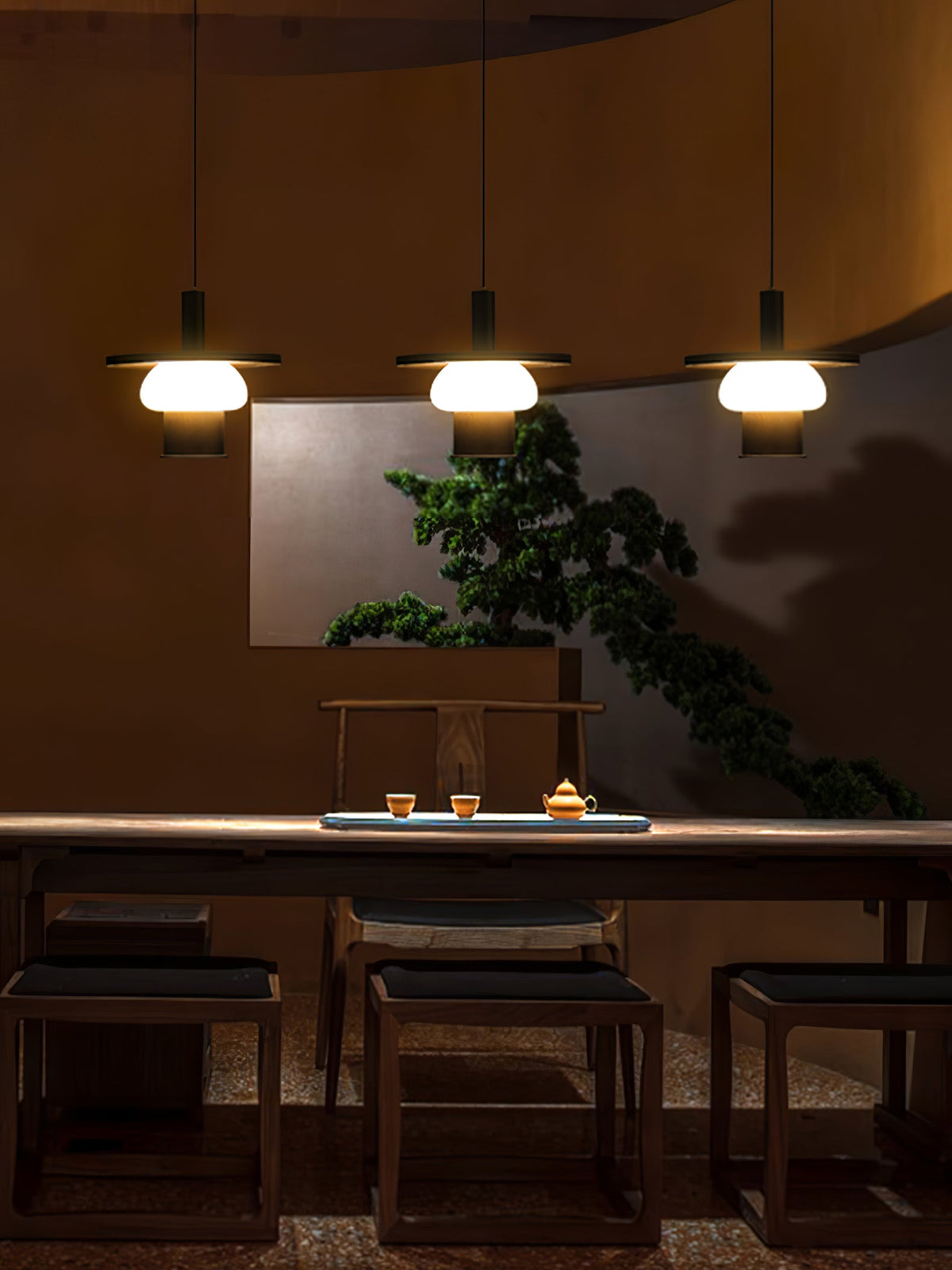 Noka Wood Pendant Light – Modern LED Chandelier for Dining Room and Kitchen Island
