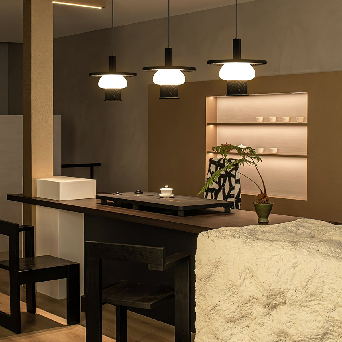 Noka Wood Pendant Light – Modern LED Chandelier for Dining Room and Kitchen Island