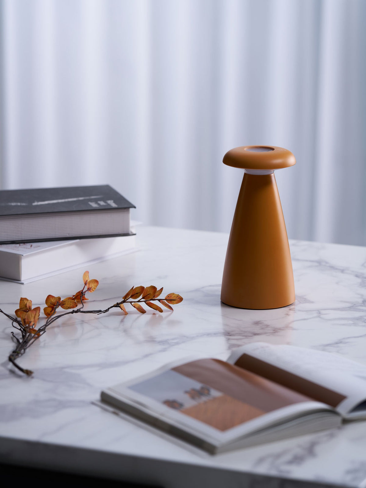 Noko Rechargeable Mushroom Table Lamp in Ceramic Finish