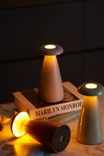 Noko Rechargeable Mushroom Table Lamp in Ceramic Finish