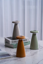 Noko Rechargeable Mushroom Table Lamp in Ceramic Finish